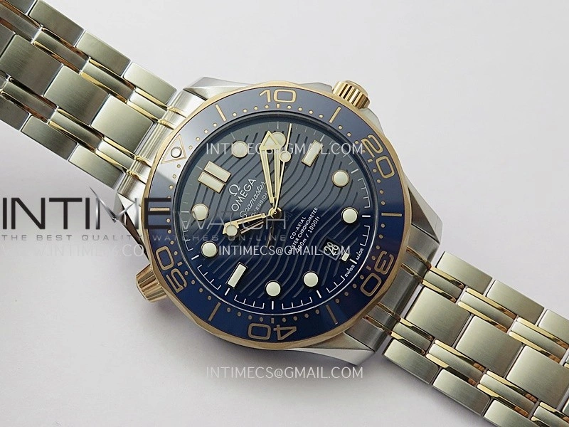 Seamaster Diver 300M Blue Ceramic Bezel SS RG V4 VSF 1:1 Best Edition Blue Dial On SS RG Bracelet Super Clone Asian 8800