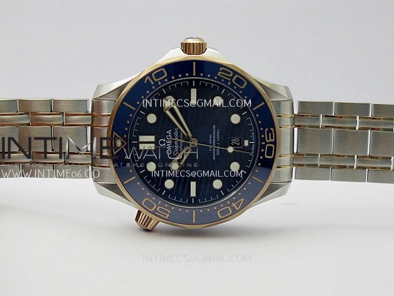 Seamaster Diver 300M Blue Ceramic Bezel SS RG V4 VSF 1:1 Best Edition Blue Dial On SS RG Bracelet Super Clone Asian 8800