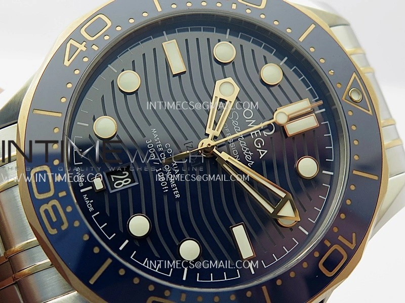 Seamaster Diver 300M Blue Ceramic Bezel SS RG V4 VSF 1:1 Best Edition Blue Dial On SS RG Bracelet Super Clone Asian 8800
