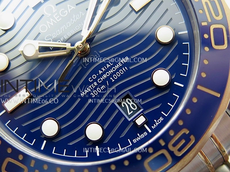 Seamaster Diver 300M Blue Ceramic Bezel SS RG V4 VSF 1:1 Best Edition Blue Dial On SS RG Bracelet Super Clone Asian 8800