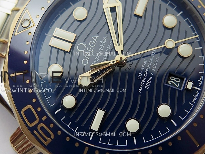 Seamaster Diver 300M Blue Ceramic Bezel SS RG V4 VSF 1:1 Best Edition Blue Dial On SS RG Bracelet Super Clone Asian 8800