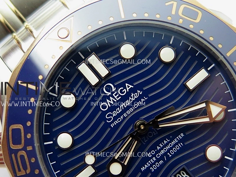 Seamaster Diver 300M Blue Ceramic Bezel SS RG V4 VSF 1:1 Best Edition Blue Dial On SS RG Bracelet Super Clone Asian 8800