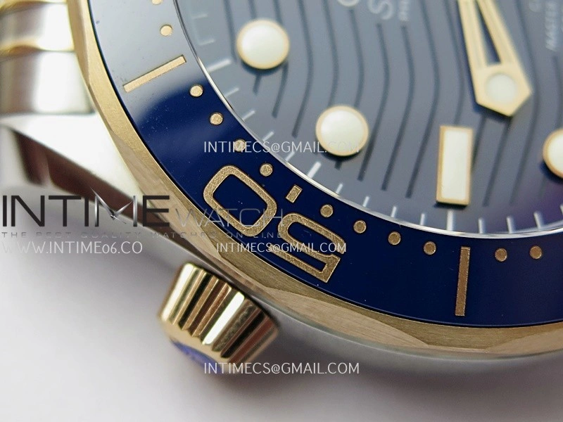 Seamaster Diver 300M Blue Ceramic Bezel SS RG V4 VSF 1:1 Best Edition Blue Dial On SS RG Bracelet Super Clone Asian 8800