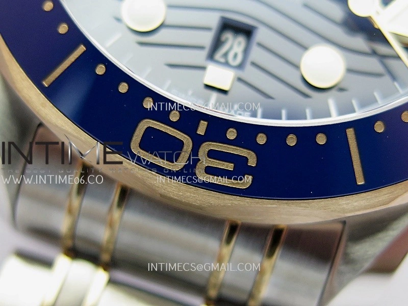Seamaster Diver 300M Blue Ceramic Bezel SS RG V4 VSF 1:1 Best Edition Blue Dial On SS RG Bracelet Super Clone Asian 8800