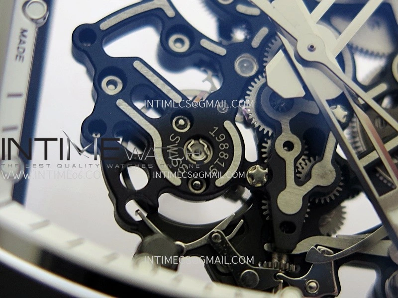 RM055 Black Case White Inner Bezel Umi Office 1:1 Best Edition Skeleton Dial Black Rubber Strap RMUL2 Super Clone