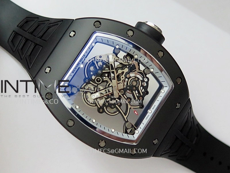 RM055 White Case White Inner Bezel Umi Office 1:1 Best Edition Skeleton Dial Black Rubber Strap RMUL2 Super Clone