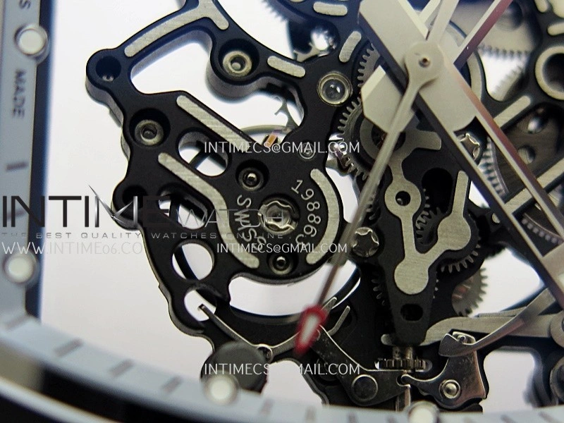 RM055 White Case White Inner Bezel Umi Office 1:1 Best Edition Skeleton Dial Black Rubber Strap RMUL2 Super Clone