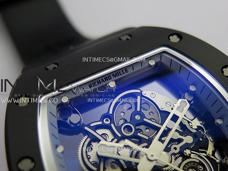 RM055 White Case White Inner Bezel Umi Office 1:1 Best Edition Skeleton Dial Black Rubber Strap RMUL2 Super Clone