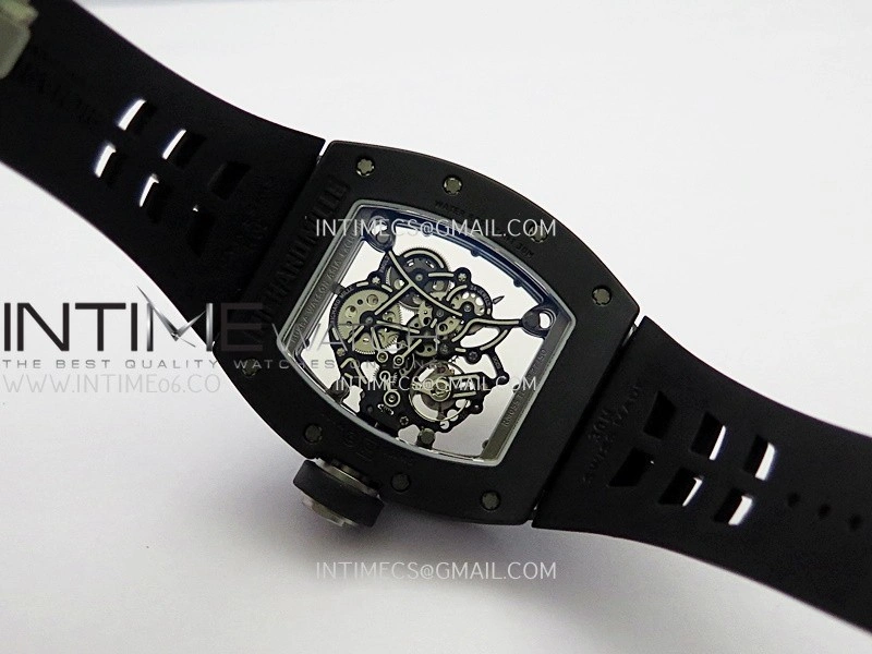 RM055 White Case White Inner Bezel Umi Office 1:1 Best Edition Skeleton Dial Black Rubber Strap RMUL2 Super Clone