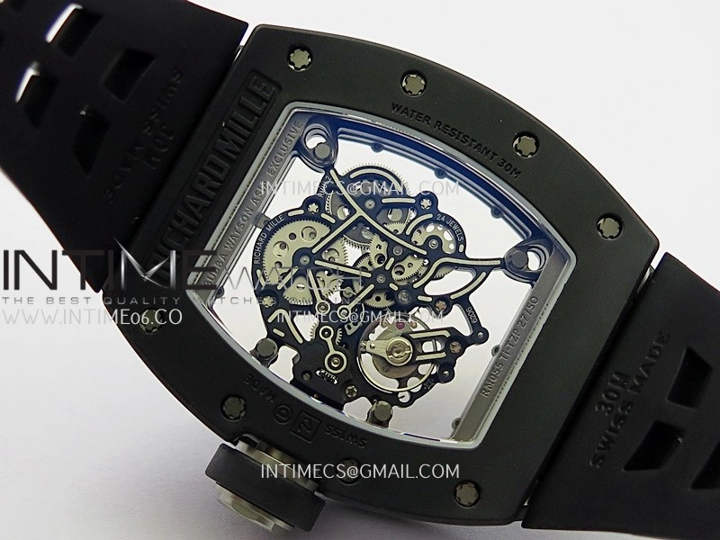 RM055 White Case White Inner Bezel Umi Office 1:1 Best Edition Skeleton Dial Black Rubber Strap RMUL2 Super Clone