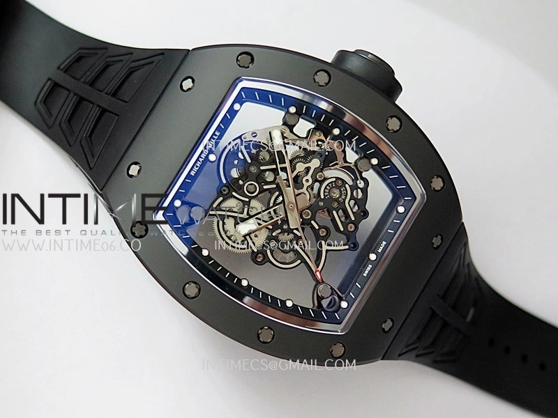 RM055 Black Case Black Inner Bezel Umi Office 1:1 Best Edition Skeleton Dial Black Rubber Strap RMUL2 Super Clone