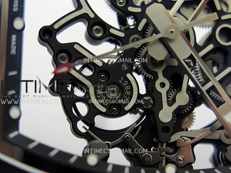 RM055 Black Case Black Inner Bezel Umi Office 1:1 Best Edition Skeleton Dial Black Rubber Strap RMUL2 Super Clone