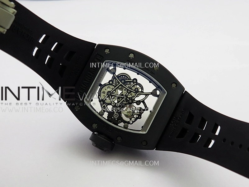 RM055 Black Case Black Inner Bezel Umi Office 1:1 Best Edition Skeleton Dial Black Rubber Strap RMUL2 Super Clone