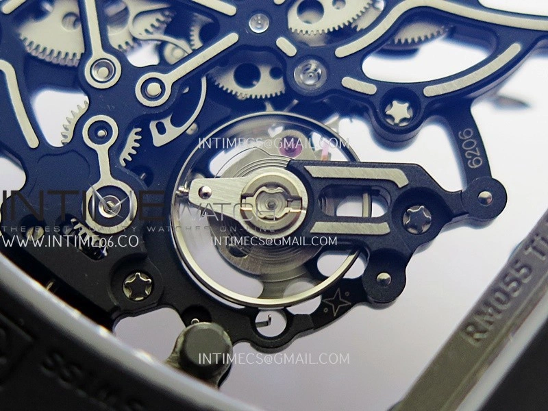 RM055 Black Case Black Inner Bezel Umi Office 1:1 Best Edition Skeleton Dial Black Rubber Strap RMUL2 Super Clone