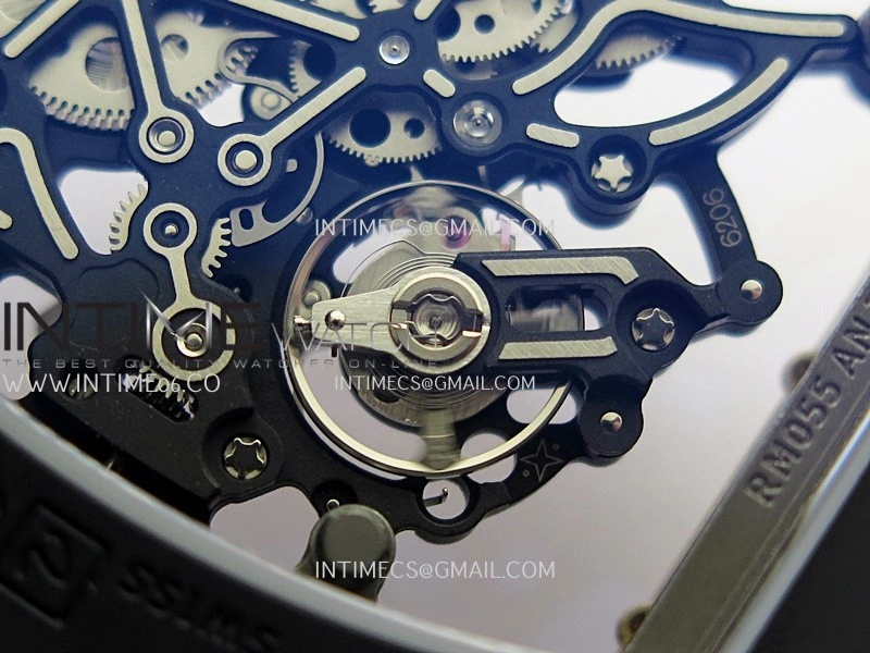 RM055 Black Case Red Inner Bezel Umi Office 1:1 Best Edition Skeleton Dial Black Rubber Strap RMUL2 Super Clone
