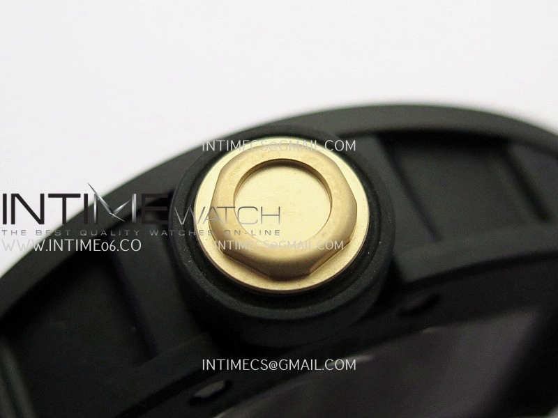 RM055 Black Case Gold Inner Bezel Umi Office 1:1 Best Edition Skeleton Dial Black Rubber Strap RMUL2 Super Clone