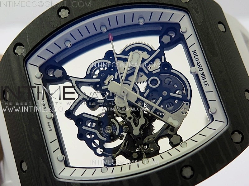 RM055 White inner Bezel White Crown NTPT Ti ZF 1:1 Best Edition on White Rubber Strap RMUL2 Super Clone