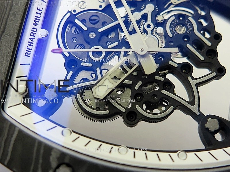 RM055 White inner Bezel White Crown NTPT Ti ZF 1:1 Best Edition on White Rubber Strap RMUL2 Super Clone