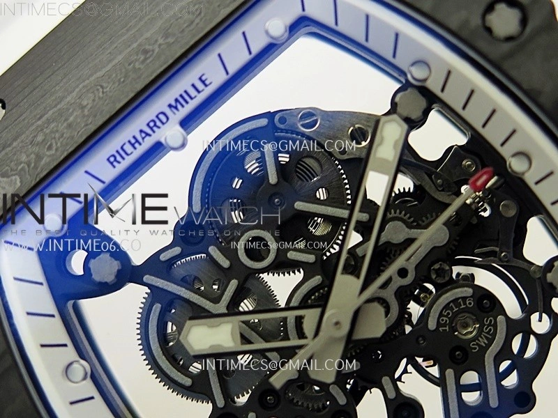 RM055 White inner Bezel White Crown NTPT Ti ZF 1:1 Best Edition on White Rubber Strap RMUL2 Super Clone