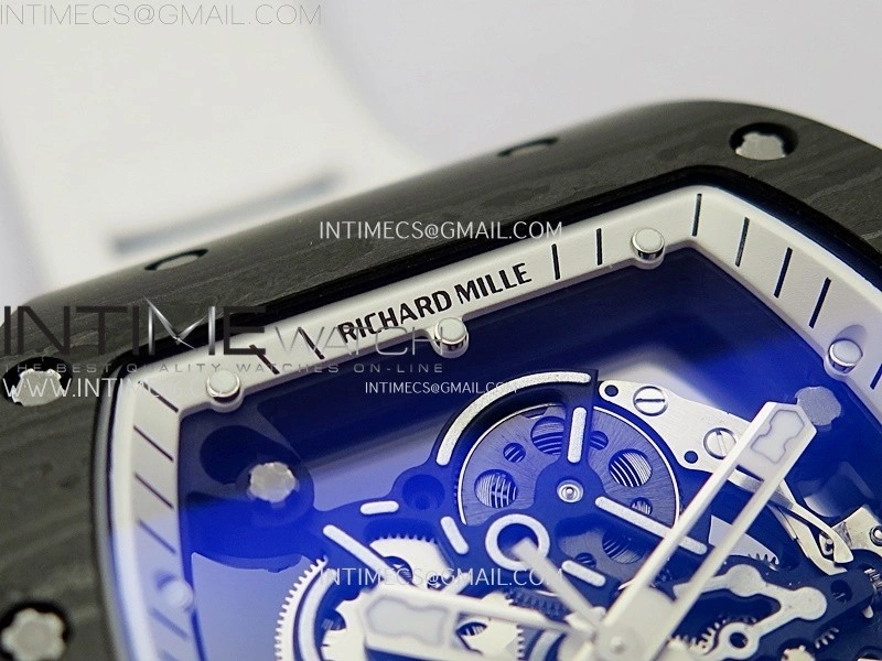 RM055 White inner Bezel White Crown NTPT Ti ZF 1:1 Best Edition on White Rubber Strap RMUL2 Super Clone