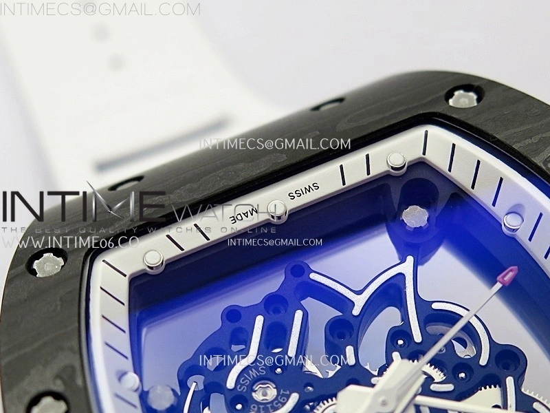 RM055 White inner Bezel White Crown NTPT Ti ZF 1:1 Best Edition on White Rubber Strap RMUL2 Super Clone
