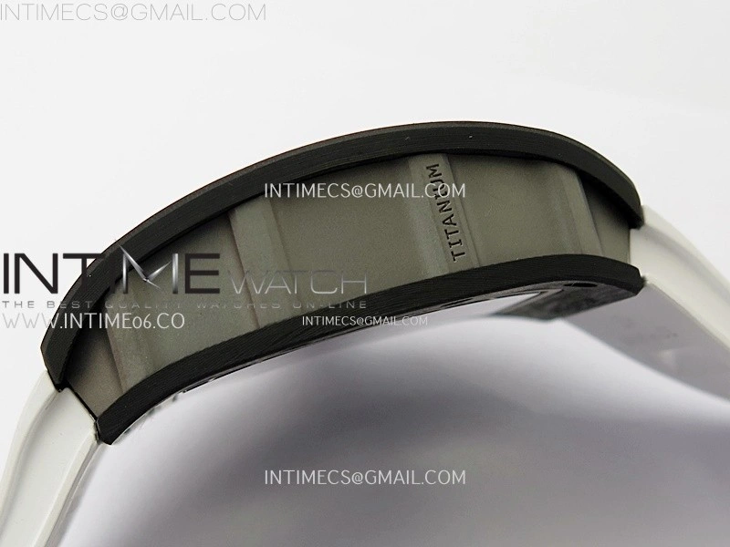 RM055 White inner Bezel White Crown NTPT Ti ZF 1:1 Best Edition on White Rubber Strap RMUL2 Super Clone