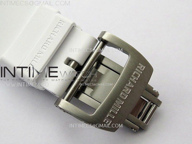 RM055 White inner Bezel White Crown NTPT Ti ZF 1:1 Best Edition on White Rubber Strap RMUL2 Super Clone