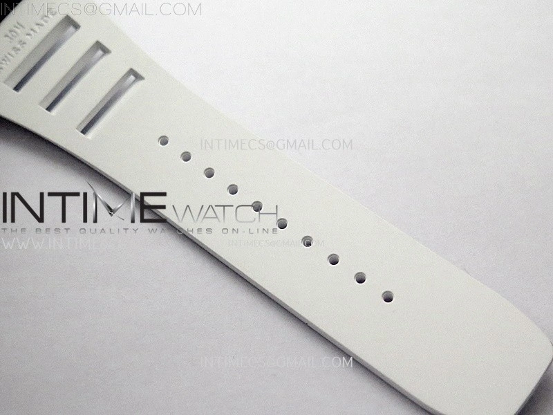 RM055 White inner Bezel White Crown NTPT Ti ZF 1:1 Best Edition on White Rubber Strap RMUL2 Super Clone