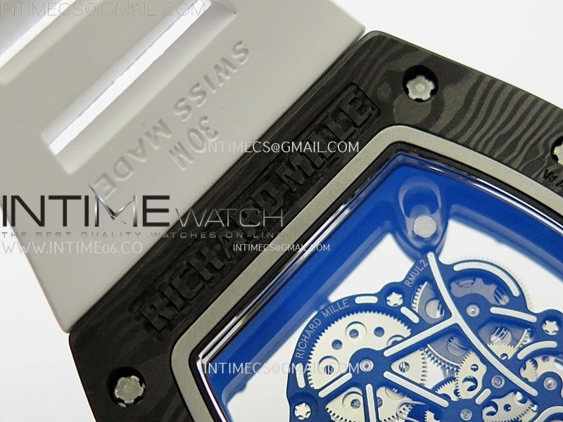 RM055 White inner Bezel White Crown NTPT Ti ZF 1:1 Best Edition on White Rubber Strap RMUL2 Super Clone