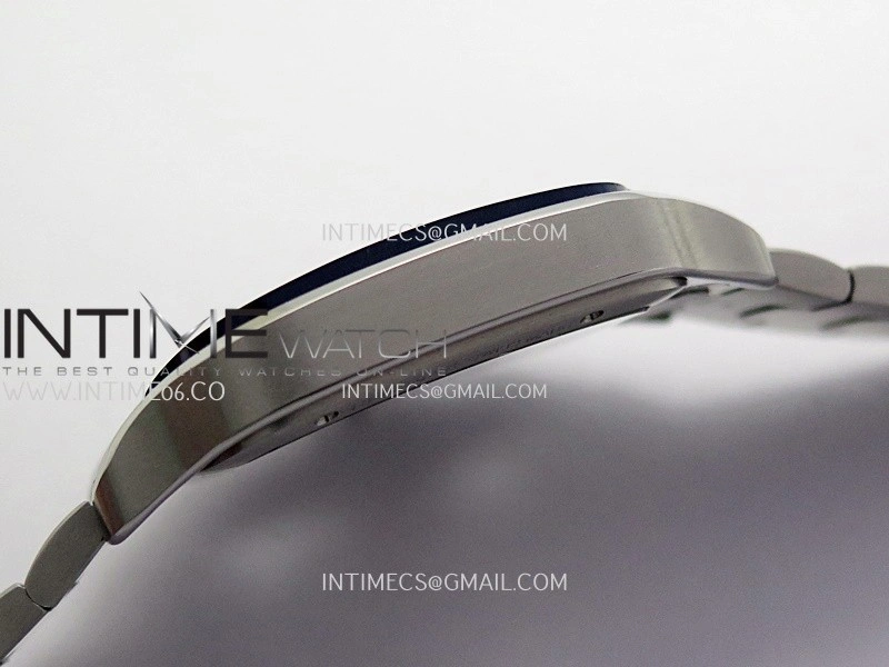 Santos de Cartier Skeleton SS MLF Skeleton Blue Skeleton Dial Blue Bezel on SS SmartLink Bracelet 9611MC Super Clone