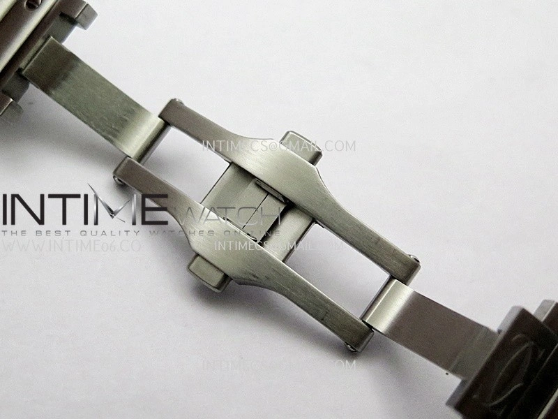 Santos de Cartier Skeleton SS MLF Skeleton Blue Skeleton Dial Blue Bezel on SS SmartLink Bracelet 9611MC Super Clone