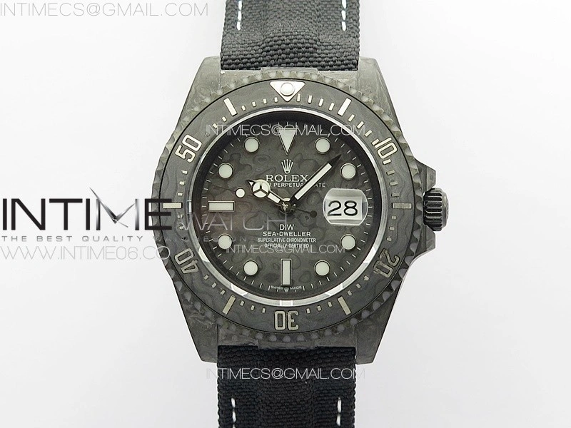 Sea Dweller 43mm Carbon 'IRBIS' DIWF Best Edition Carbon Dial on Black Nylon Strap A2824