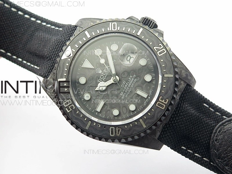 Sea Dweller 43mm Carbon 'IRBIS' DIWF Best Edition Carbon Dial on Black Nylon Strap A2824