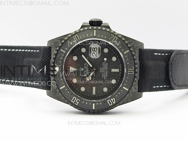 Sea Dweller 43mm Carbon 'IRBIS' DIWF Best Edition Carbon Dial on Black Nylon Strap A2824