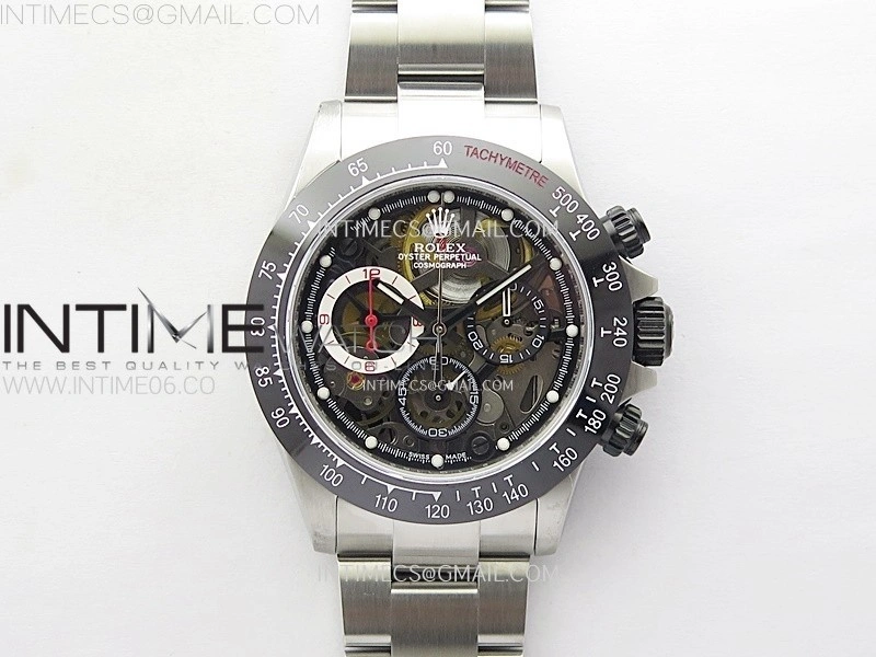 Daytona Barrichello Ceramic Bezel SONIC Best Edition Skeleton Dial on SS Oyster Bracelet SA4130