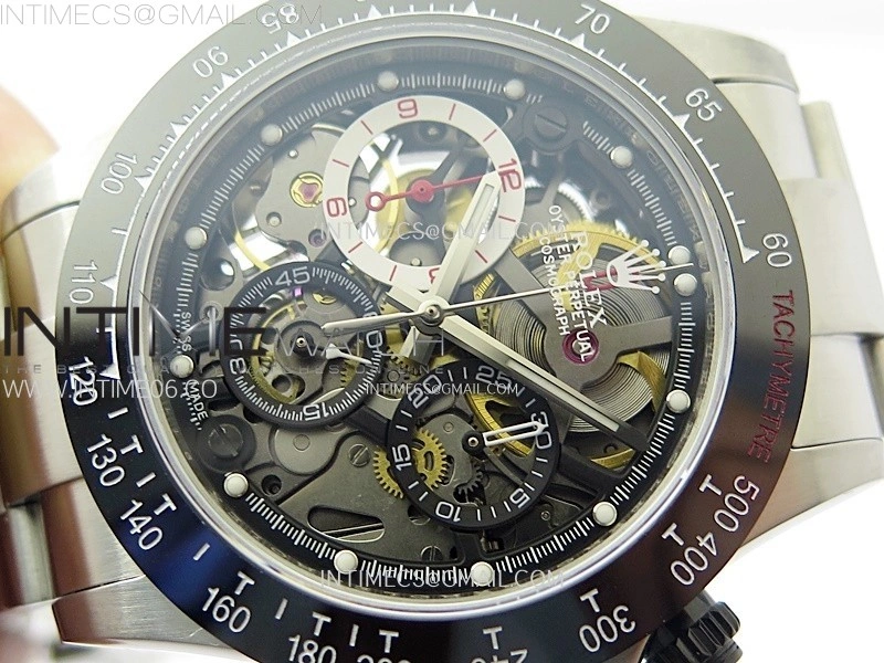 Daytona Barrichello Ceramic Bezel SONIC Best Edition Skeleton Dial on SS Oyster Bracelet SA4130