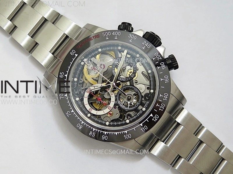 Daytona Barrichello Ceramic Bezel SONIC Best Edition Skeleton Dial on SS Oyster Bracelet SA4130