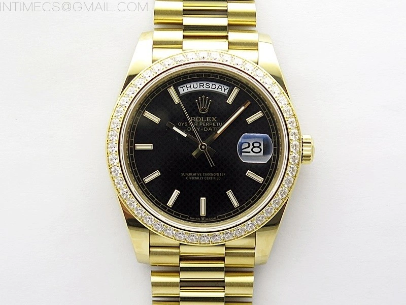 Day Date 40mm 228238 Gain Weight YG tungsten APSF 1:1 Best Edition Black Dial Sticks Markers on YG President Bracelet A2836