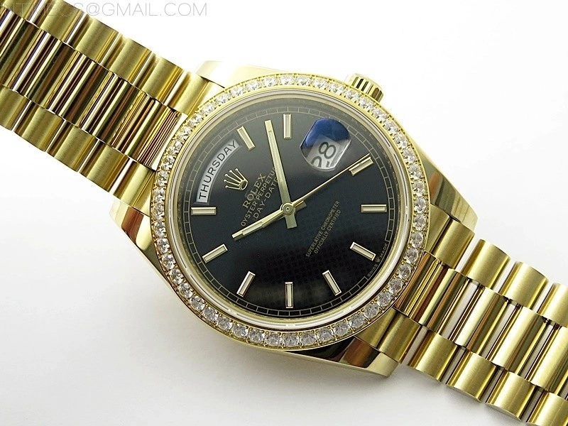 Day Date 40mm 228238 Gain Weight YG tungsten APSF 1:1 Best Edition Black Dial Sticks Markers on YG President Bracelet A2836