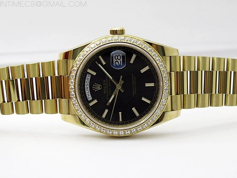 Day Date 40mm 228238 Gain Weight YG tungsten APSF 1:1 Best Edition Black Dial Sticks Markers on YG President Bracelet A2836