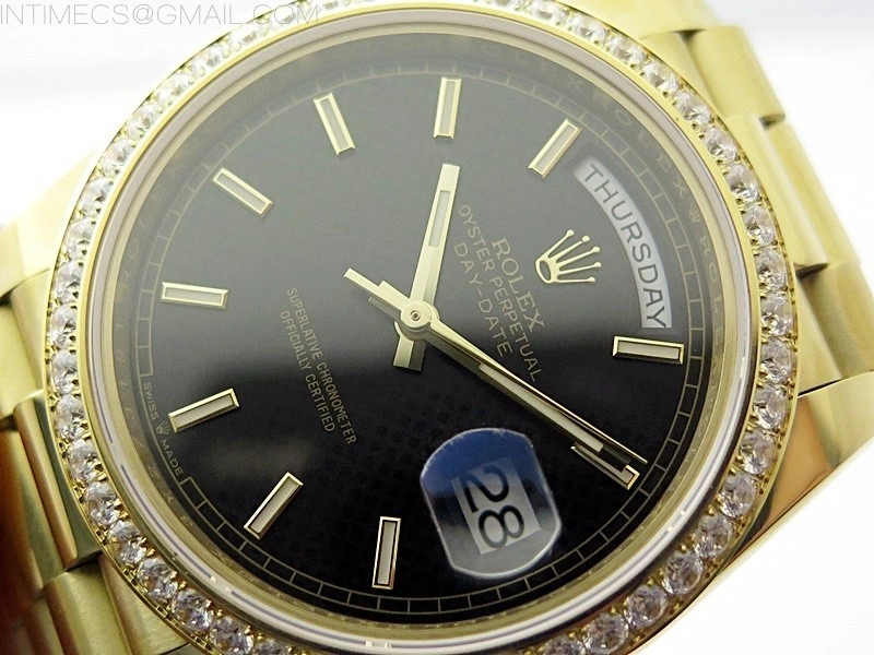 Day Date 40mm 228238 Gain Weight YG tungsten APSF 1:1 Best Edition Black Dial Sticks Markers on YG President Bracelet A2836