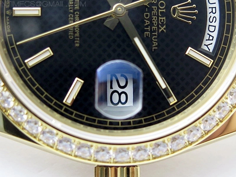 Day Date 40mm 228238 Gain Weight YG tungsten APSF 1:1 Best Edition Black Dial Sticks Markers on YG President Bracelet A2836