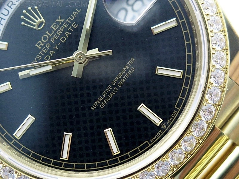 Day Date 40mm 228238 Gain Weight YG tungsten APSF 1:1 Best Edition Black Dial Sticks Markers on YG President Bracelet A2836