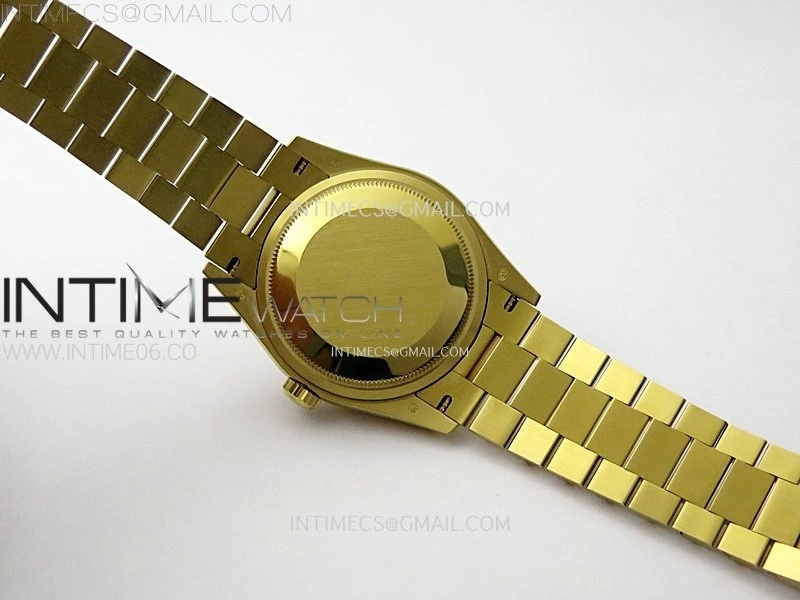 Day Date 36mm Gain Weight YG tungsten APSF 1:1 Best Edition Blue Dial Diamond Markers on SS President Bracelet A3255