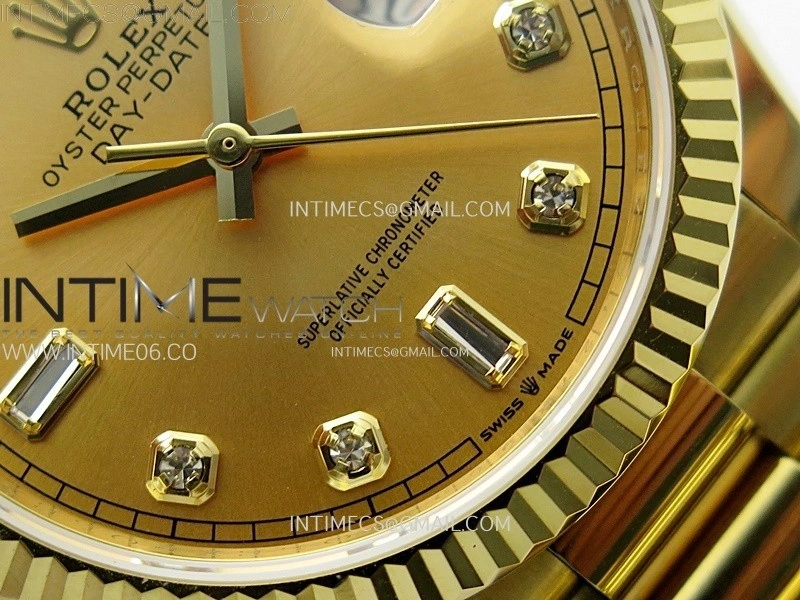 Day Date 36mm Gain Weight YG tungsten APSF 1:1 Best Edition Gold Dial Diamond Markers on SS President Bracelet A3255