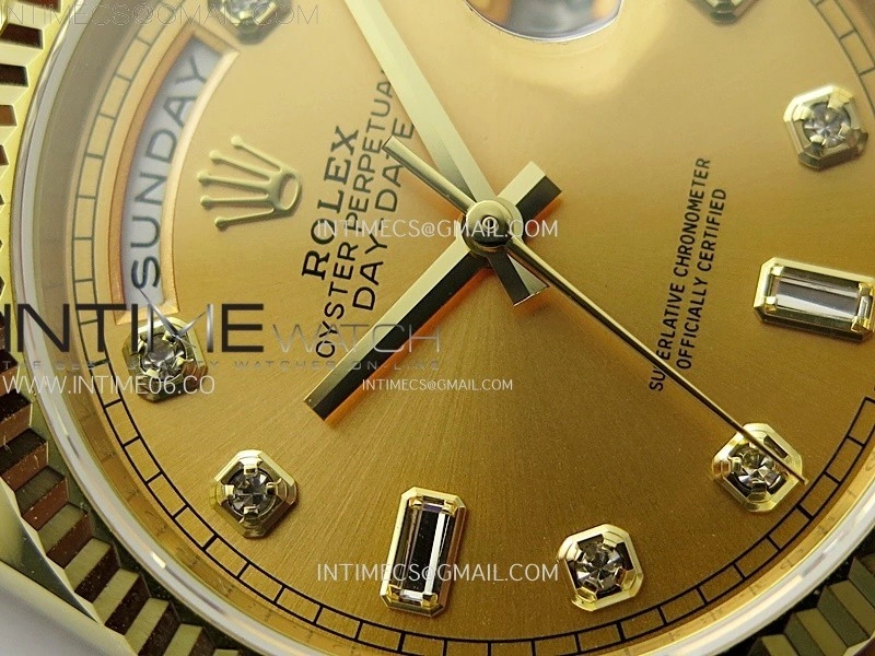 Day Date 36mm Gain Weight YG tungsten APSF 1:1 Best Edition Gold Dial Diamond Markers on SS President Bracelet A3255