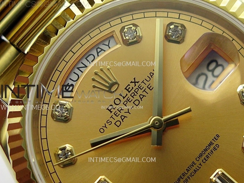 Day Date 36mm Gain Weight YG tungsten APSF 1:1 Best Edition Gold Dial Diamond Markers on SS President Bracelet A3255