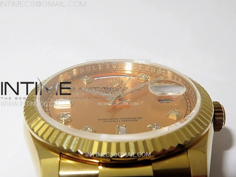 Day Date 36mm Gain Weight YG tungsten APSF 1:1 Best Edition Gold Dial Diamond Markers on SS President Bracelet A3255