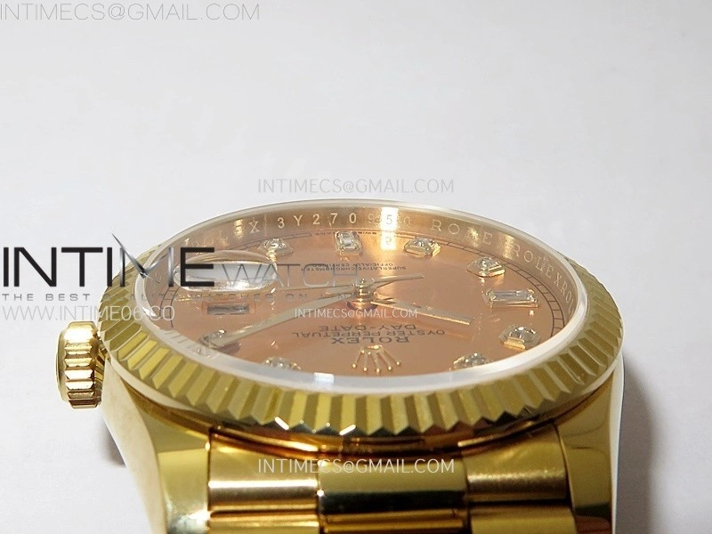 Day Date 36mm Gain Weight YG tungsten APSF 1:1 Best Edition Gold Dial Diamond Markers on SS President Bracelet A3255
