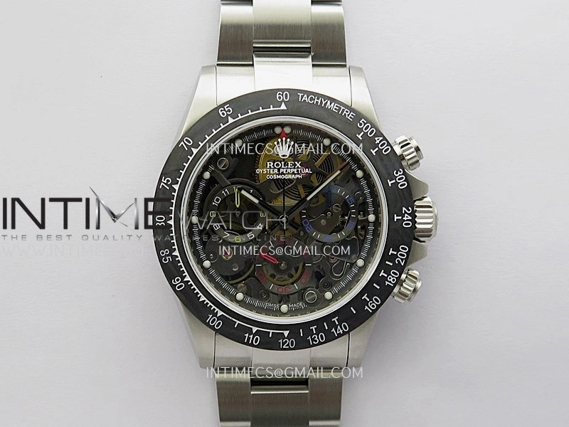 Daytona Arolla Challenge Carbon Bezel SS GETF Best Edition Skeleton Dial On SS Oyster Bracelet A4802